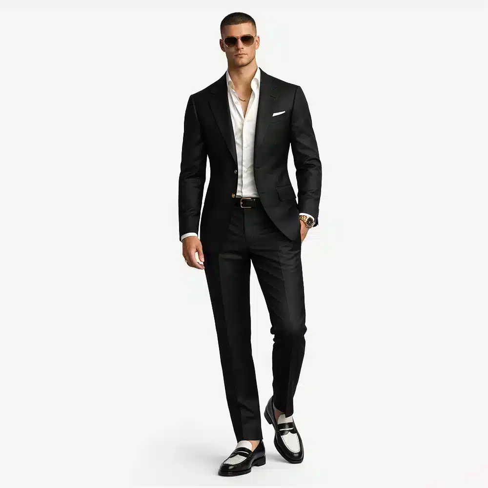 BLACK WOOL BLEND SUIT