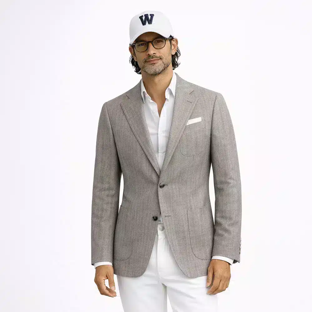 BROWN HERRINGBONE LINEN SPORT COAT