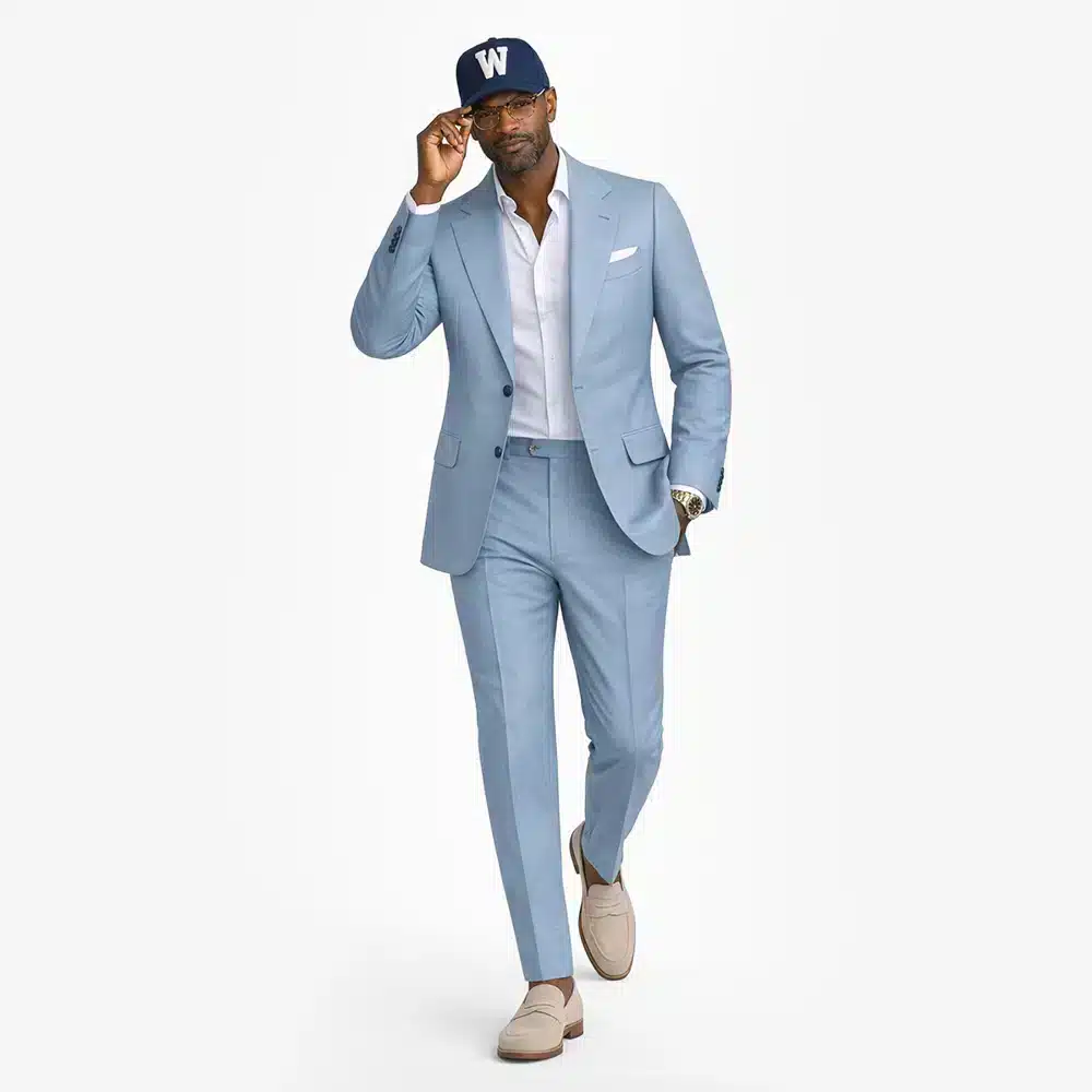 LIGHT BLUE WOOL BLEND SUIT