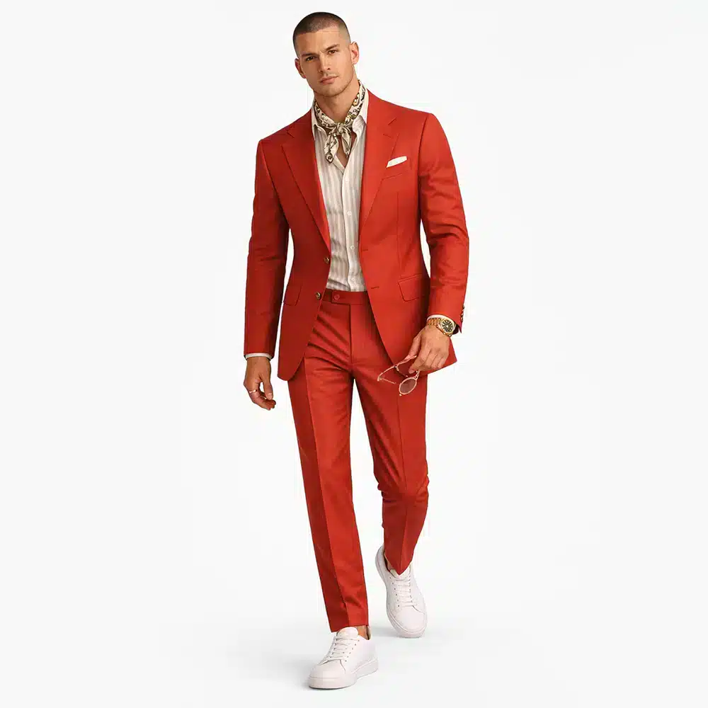RED WOOL BLEND SUIT