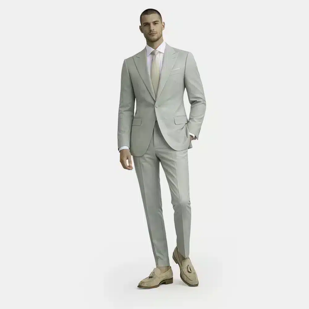 SAGE GREEN WOOL BLEND PEAK LAPEL TUXEDO