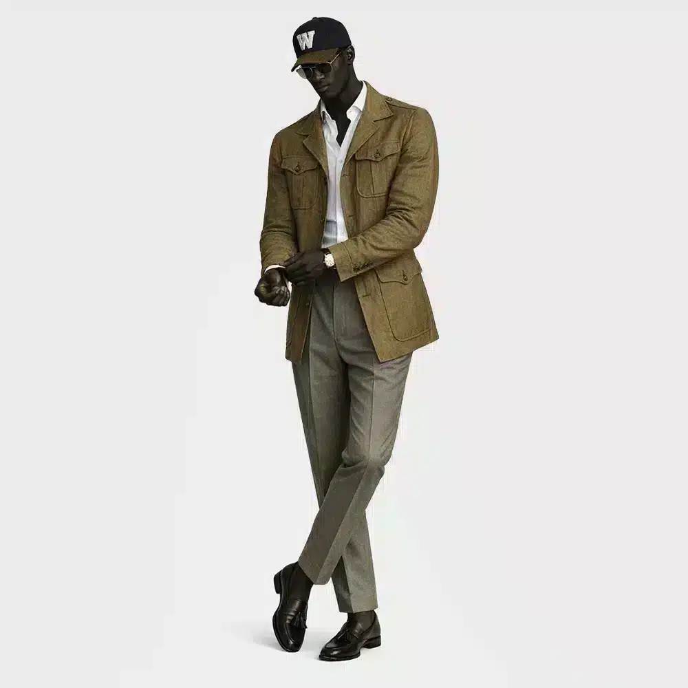 TAN LINEN SAFARI JACKET