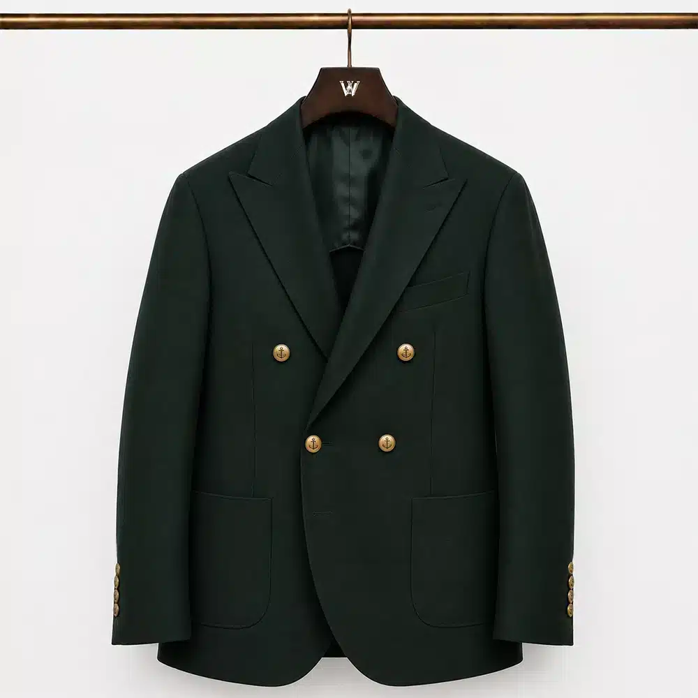 ESSENTIAL HUNTER GREEN DOUBLE-BREASTED BLAZER