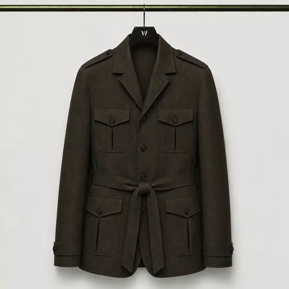 BROWN LINEN SAFARI JACKET