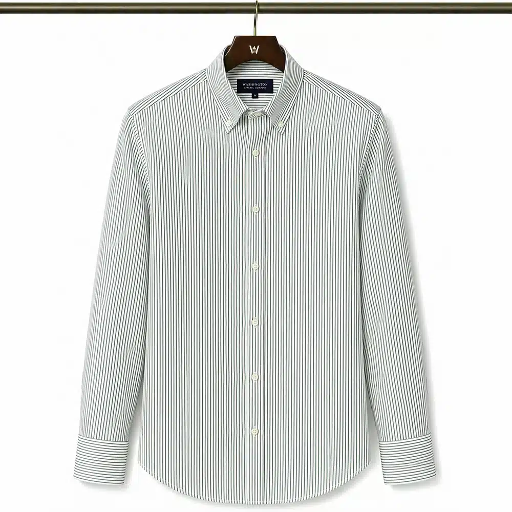 GREEN THIN STRIPED BUTTON-DOWN SHIRT