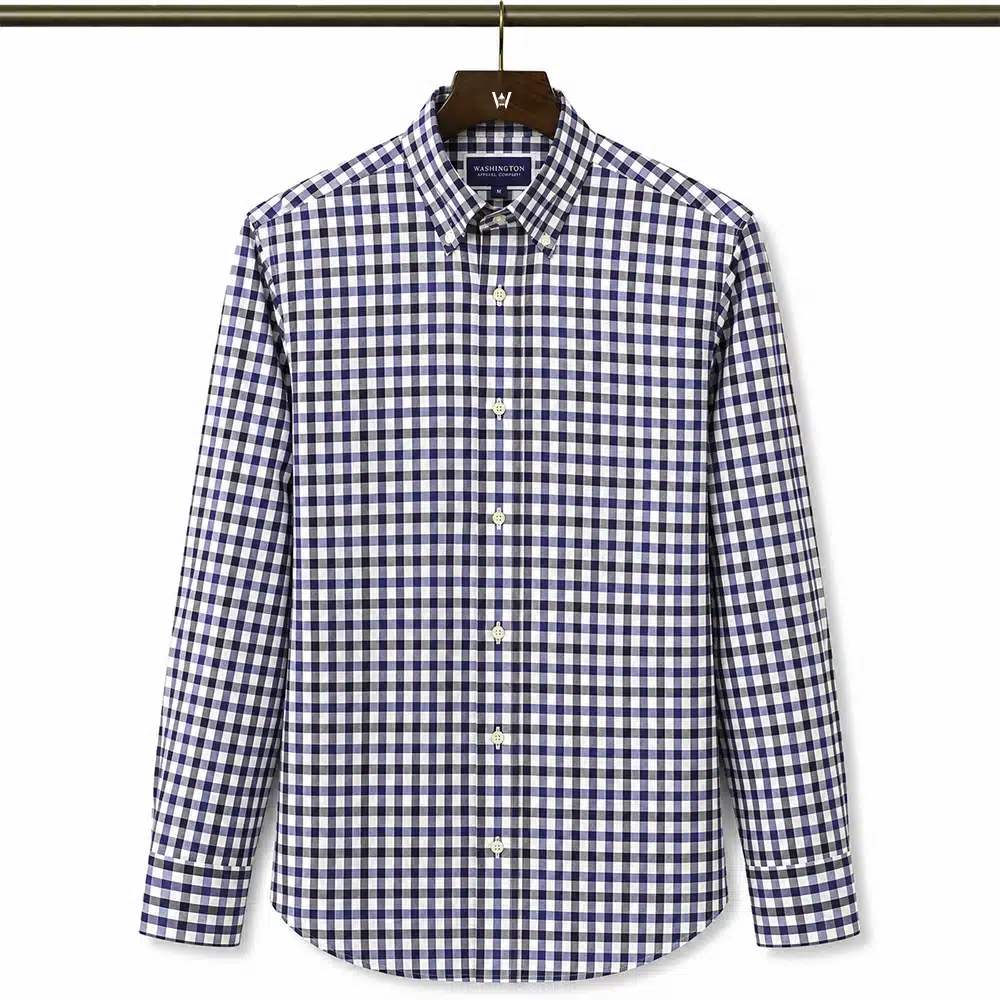 NAVY AND BLACK GINGHAM PLAID SHIRT