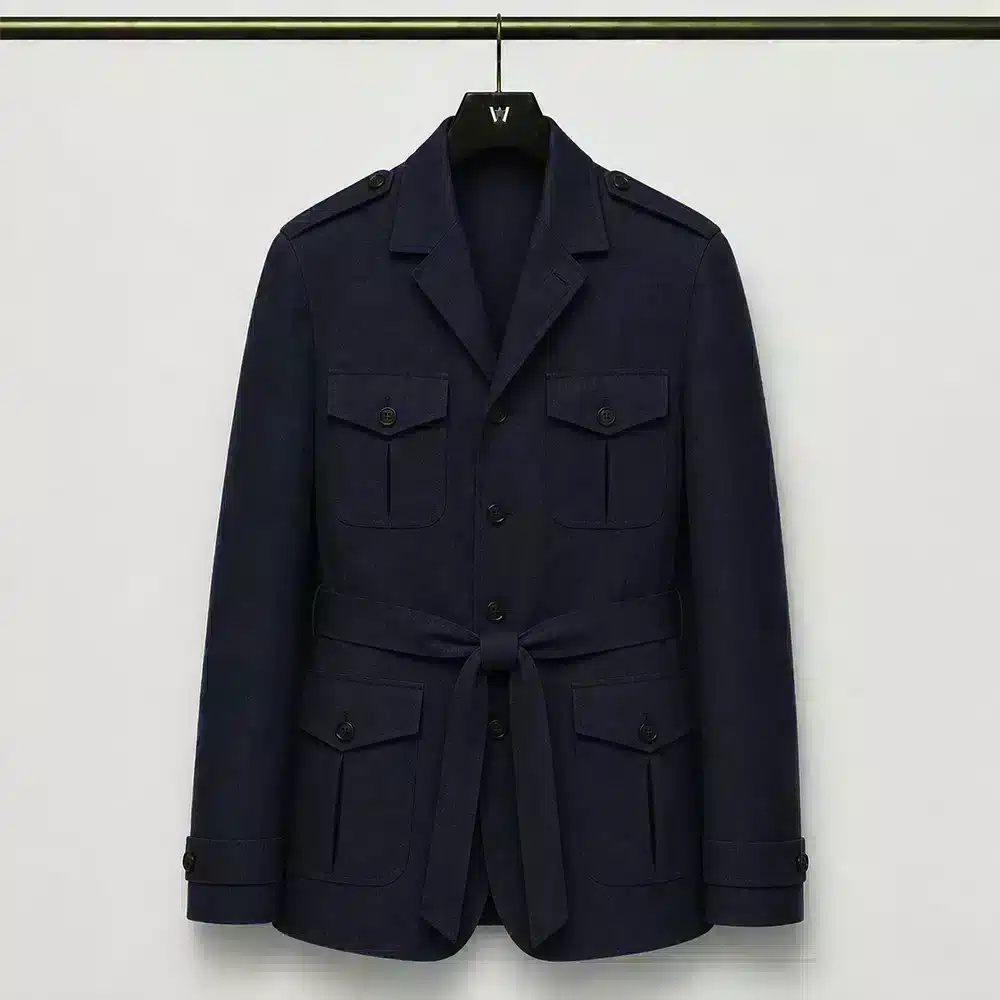 NAVY LINEN SAFARI JACKET