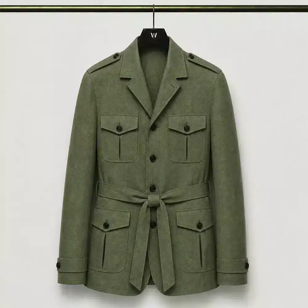 OLIVE DRAB LINEN SAFARI JACKET