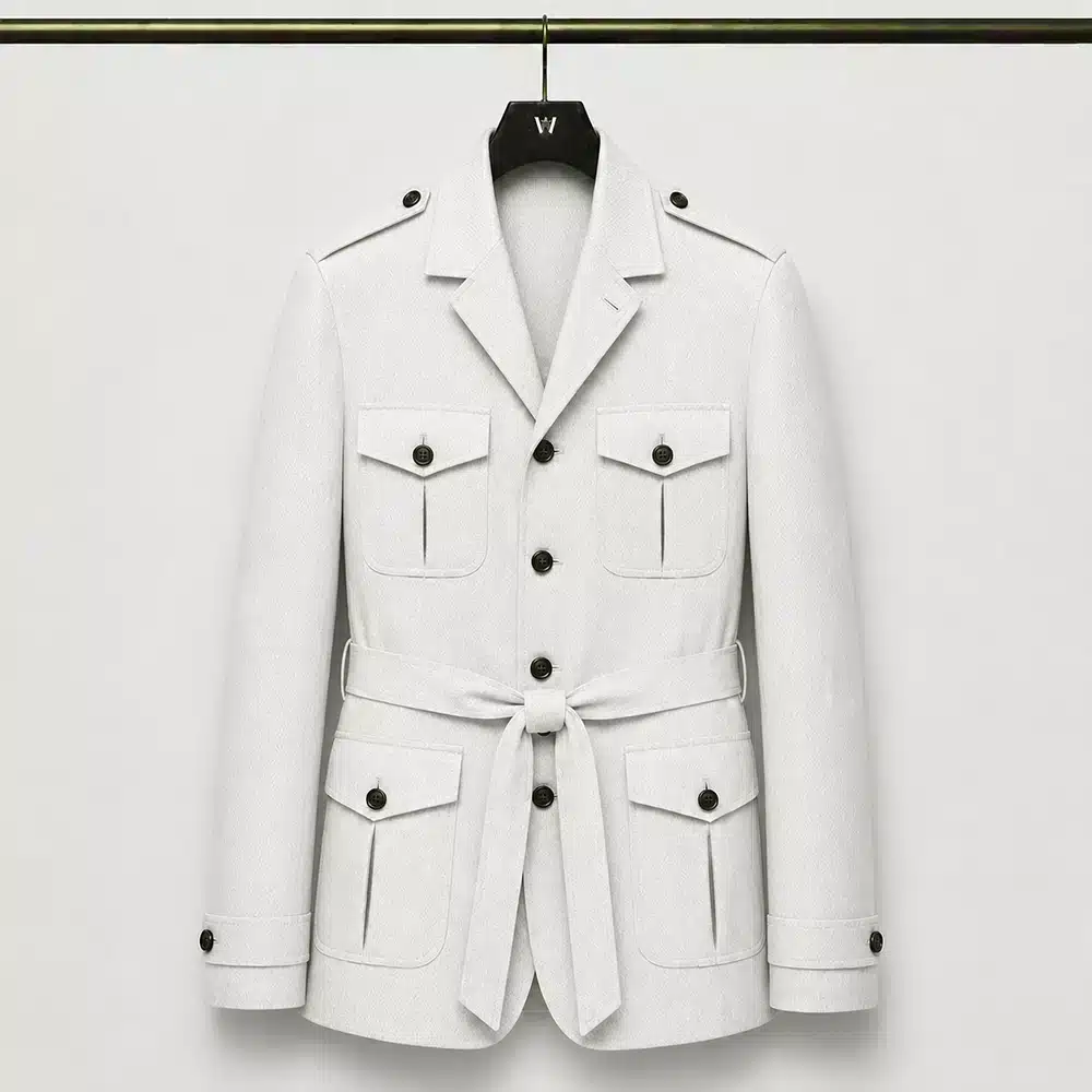 WHITE LINEN SAFARI JACKET