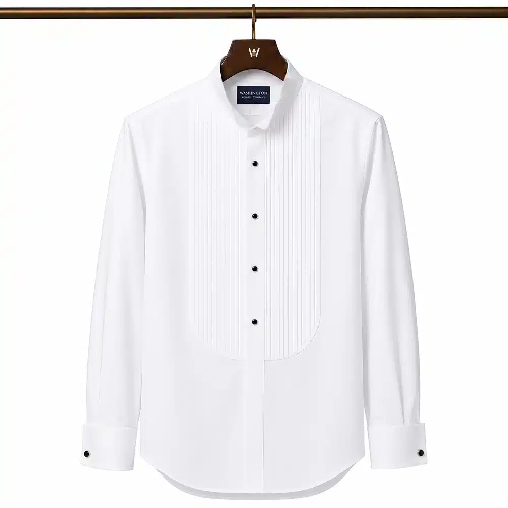 WHITE PLEATED TUXEDO SHIRT